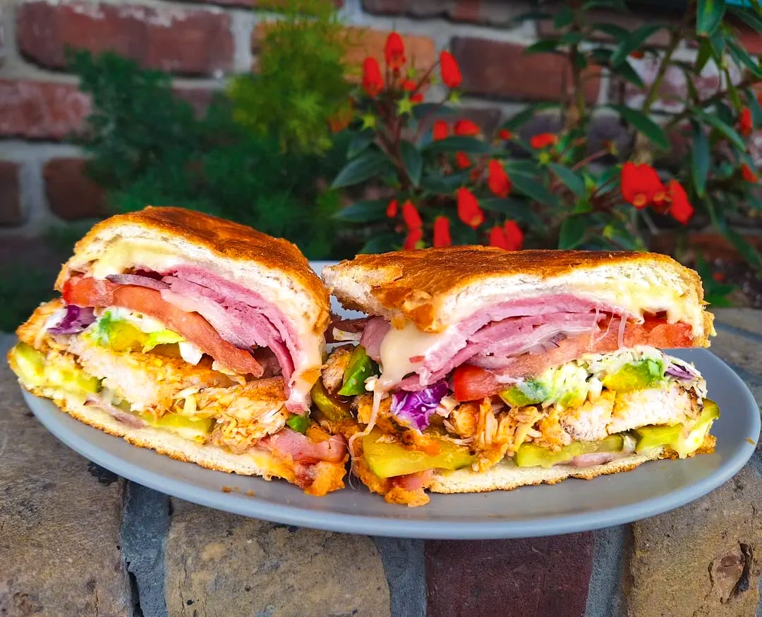 Buffalo cordon bleu sandwich on a plate