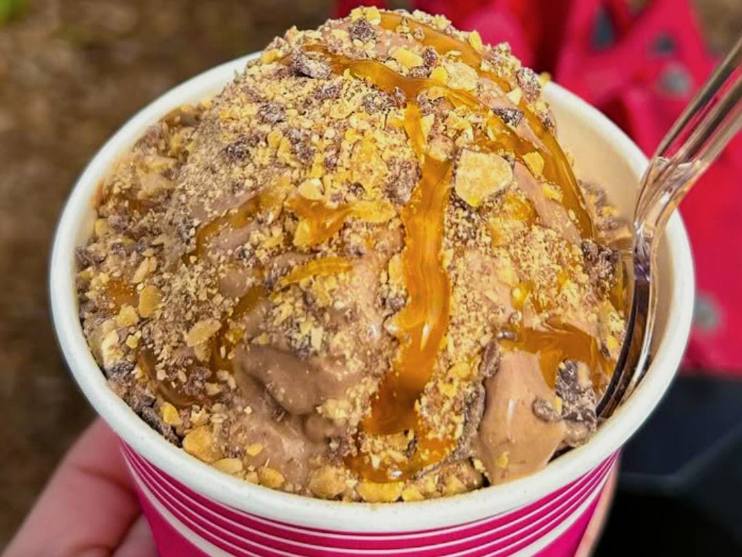 Chocolate Heath with Caramel frozen custard